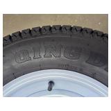 (2) New Qingda ST175/80D13 Trailer Tires on 5 Bolt White Spoke Wheels