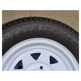 (2) New Qingda ST175/80D13 Trailer Tires on 5 Bolt White Spoke Wheels