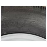 (2) New Qind 4.80-12 Trailer Tires on 5 Bolt White Spoke Wheels