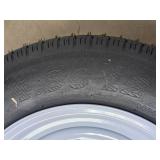(2) New Qind 4.80-12 Trailer Tires on 5 Bolt White Spoke Wheels