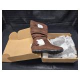 New Tall Boots Brown with Buckles inside zipper size 7.5