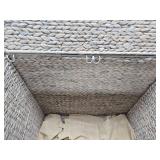 Large Water Hyacinth Double Laundry Hamper Basket w/ 2 Liner Bags