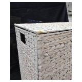 Large Water Hyacinth Double Laundry Hamper Basket w/ 2 Liner Bags