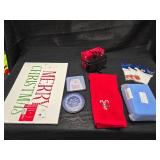 Christmas items boxes stocking holders etc