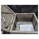 Wicker Storage Bench with Cushion