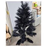 4.5ft Artificial Black Christmas Tree, Unlit Pine Design w/Easy Assembly (Black)