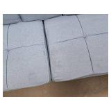 Linen Upholstered Convertible Sofa Bed Futon w/ 2 Cupholders (Light Blue)