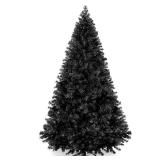4.5ft Artificial Black Christmas Tree, Unlit Pine Design w/Easy Assembly (Black)