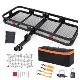 Garvee Hitch Mount Cargo Carrier Basket 60"x24"x6" Black Steel 500 Lbs Capacity for Cars and SUVs