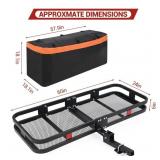 Garvee Hitch Mount Cargo Carrier Basket 60"x24"x6" Black Steel 500 Lbs Capacity for Cars and SUVs