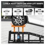 Garvee 5 Ton Hydraulic Car Ramps Heavy Duty Vehicle Lift With Reflective Strips For Night Use Adjustable Height 9.8"-15" Portable Auto Service Ramps Black