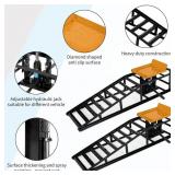Garvee 5 Ton Hydraulic Car Ramps Heavy Duty Vehicle Lift With Reflective Strips For Night Use Adjustable Height 9.8"-15" Portable Auto Service Ramps Black