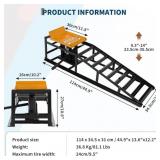 Garvee 5 Ton Hydraulic Car Ramps Heavy Duty Vehicle Lift With Reflective Strips For Night Use Adjustable Height 9.8"-15" Portable Auto Service Ramps Black