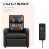 Garvee Power Recliner Chair with Massage and Heat, Adjustable Electric Recliner Ergonomic Overstuffed PU Leather Single Sofa, 2 Side Pockets and USB Port, Home Theater Seating for Living Room