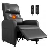 Garvee Power Recliner Chair with Massage and Heat, Adjustable Electric Recliner Ergonomic Overstuffed PU Leather Single Sofa, 2 Side Pockets and USB Port, Home Theater Seating for Living Room