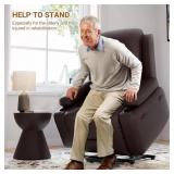 Garvee Power Lift Recliner Chair with Heat & Massage, Adjustable 3 Positions & Cup Holders, PU Leather Electric Lift Chair Designed for Mobility Aid Elderly Relaxation, Coffee