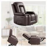 Garvee Power Lift Recliner Chair with Heat & Massage, Adjustable 3 Positions & Cup Holders, PU Leather Electric Lift Chair Designed for Mobility Aid Elderly Relaxation, Coffee