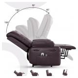 Garvee Power Lift Recliner Chair with Heat & Massage, Adjustable 3 Positions & Cup Holders, PU Leather Electric Lift Chair Designed for Mobility Aid Elderly Relaxation, Coffee