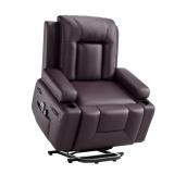 Garvee Power Lift Recliner Chair with Heat & Massage, Adjustable 3 Positions & Cup Holders, PU Leather Electric Lift Chair Designed for Mobility Aid Elderly Relaxation, Coffee