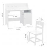 Garvee Kids Study Desk with Chair, Wooden Children Study Table, Kids Desk & Chair Sets with Hutch and Storage Cabinet for 3-12 Year Old, Student Writing Desk for Kids Bedroom & Study Room (White)