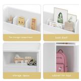 Garvee Kids Study Desk with Chair, Wooden Children Study Table, Kids Desk & Chair Sets with Hutch and Storage Cabinet for 3-12 Year Old, Student Writing Desk for Kids Bedroom & Study Room (White)