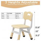Garvee Kids Chair, 3 Level Height Adjustable Kid Chair, Plastic Toddler Chairs for Children Boys Girls Age 2-6, Suitable for Home Family Classroom Nursery Indoor Use (2 Pack, Natural)