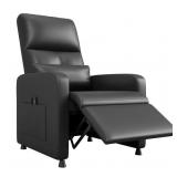 Garvee Power Recliner Chair, Adjustable Electric Recliner Ergonomic Overstuffed PU Leather Single Sofa, Tall Back, Padded Seat, 2 Side Pockets and USB Port, Home Theater Seating for Living Room, Black