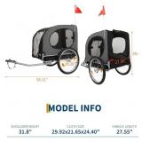 Garvee Dog Bike Trailer, Dog Trailer for Bicycle E-bike, Cargo Cycle Trailers with Coupler, Quick-Release Wheels, Supports up to 88LBS, Easy Folding Bike Carrier for Small/Medium Pets, Grey