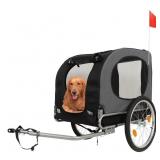 Garvee Dog Bike Trailer, Dog Trailer for Bicycle E-bike, Cargo Cycle Trailers with Coupler, Quick-Release Wheels, Supports up to 88LBS, Easy Folding Bike Carrier for Small/Medium Pets, Grey