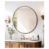 Garvee 2024 New 36 Inch Round Mirror, HD Eco-Friendly Bathroom Mirror, Metal Framed Circle Mirror, Modern Wall Mirror for Bathroom, Living Room, Vanity, Easy to Install, Matte Black