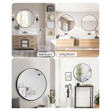 Garvee 2024 New 36 Inch Round Mirror, HD Eco-Friendly Bathroom Mirror, Metal Framed Circle Mirror, Modern Wall Mirror for Bathroom, Living Room, Vanity, Easy to Install, Matte Black