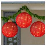 3-Piece Hanging Pop-Up Ornaments Outdoor Christmas Decor, LED Lights (Red)