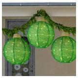 3-Piece Hanging Pop-Up Ornaments Outdoor Christmas Decor, LED Lights (Green)