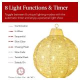 3-Piece Hanging Pop-Up Ornaments Outdoor Christmas Decor, LED Lights (Gold)