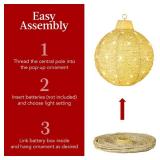 3-Piece Hanging Pop-Up Ornaments Outdoor Christmas Decor, LED Lights (Gold)