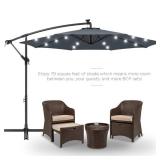 Solar LED Offset Hanging Patio Umbrella w/ Crank Tilt Adjustment - 10ft (Slate)