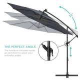 Solar LED Offset Hanging Patio Umbrella w/ Crank Tilt Adjustment - 10ft (Slate)