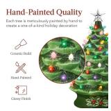 XL Pre-Lit Ceramic Christmas Tree Decoration w/ LED Light, Timer - 24in