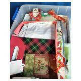 Container of Christmas Decor and Gift Bags & Paper