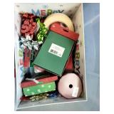 Container of Christmas Decor and Gift Bags & Paper
