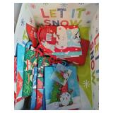 Container of Christmas Decor and Gift Bags & Paper