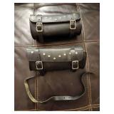 Two Willie & Max Ranger studded synthetic leather motorcycle tool bags.