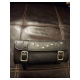 Two Willie & Max Ranger studded synthetic leather motorcycle tool bags.