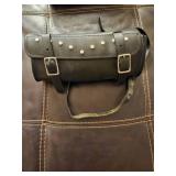 Two Willie & Max Ranger studded synthetic leather motorcycle tool bags.