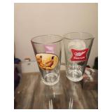 2 Vintage Miller High Life beer glasses.