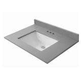 HOME DECORATORS COLLECTION Pallet of 4- 31 in. W x 22 in. D Quartz Vanity Tops in Cerous Gray with White Ceramic Rectangular Single Sinks