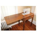 Singer Sewing Machine with Mid-Century Wooden Cabinet Table