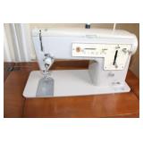 Singer Sewing Machine with Mid-Century Wooden Cabinet Table