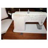 Singer Sewing Machine with Mid-Century Wooden Cabinet Table