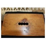 Antique Copper Cauldron, Wooden Candle Holder, and Primitive Wooden Stool Set